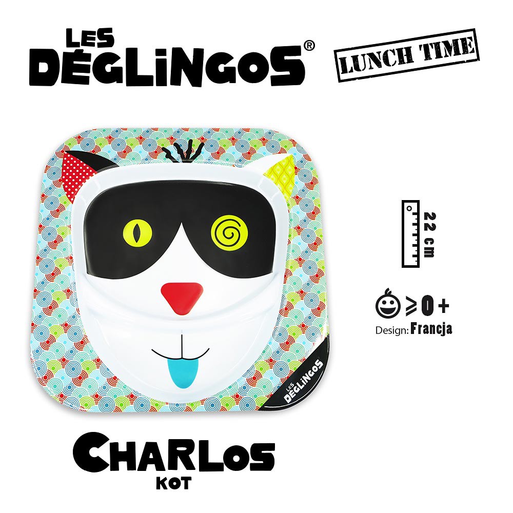 Les Deglingos, talerz z melaminy Kot Charlos Les Deglingos, talerz z melaminy Kot Charlos