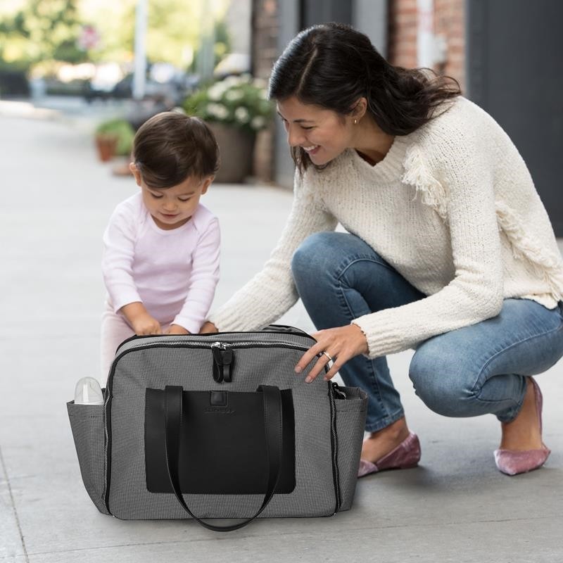 Skip Hop, Torba Madison Square Mini Grid Black White