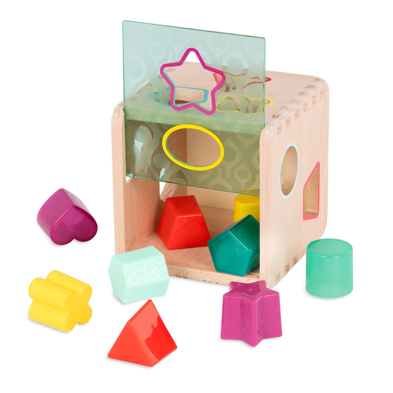 Btoys, Drewniana kostka - sorter kształtów i kolorów (9 różnych kształtów) Btoys, Drewniana kostka - sorter kształtów i kolorów (9 różnych kształtów)