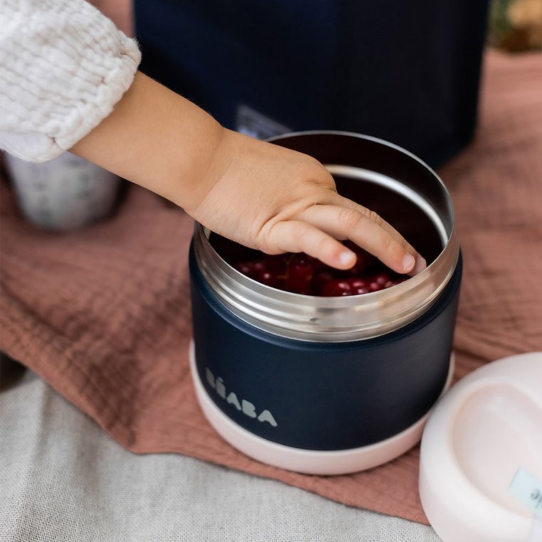 Beaba, Pojemnik - termos obiadowy ze stali nierdzewnej z hermetycznym zamknięciem duży 500 ml light pink/night blue Beaba, Pojemnik - termos obiadowy ze stali nierdzewnej z hermetycznym zamknięciem duży 500 ml light pink/night blue