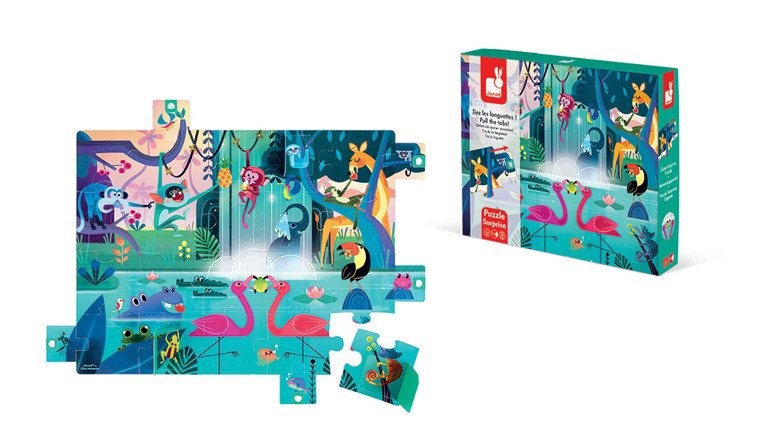 Janod, Puzzle z niespodzianką 20 elementów Uczta w dżungli