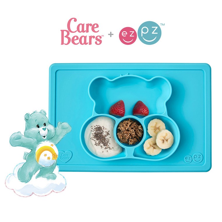 EZPZ, Silikonowy talerzyk z podkładką 2w1 Care Bears™ Mat Misia Życzliwe Serce Wish Bear turkusowy EZPZ, Silikonowy talerzyk z podkładką 2w1 Care Bears™ Mat Misia Życzliwe Serce Wish Bear turkusowy