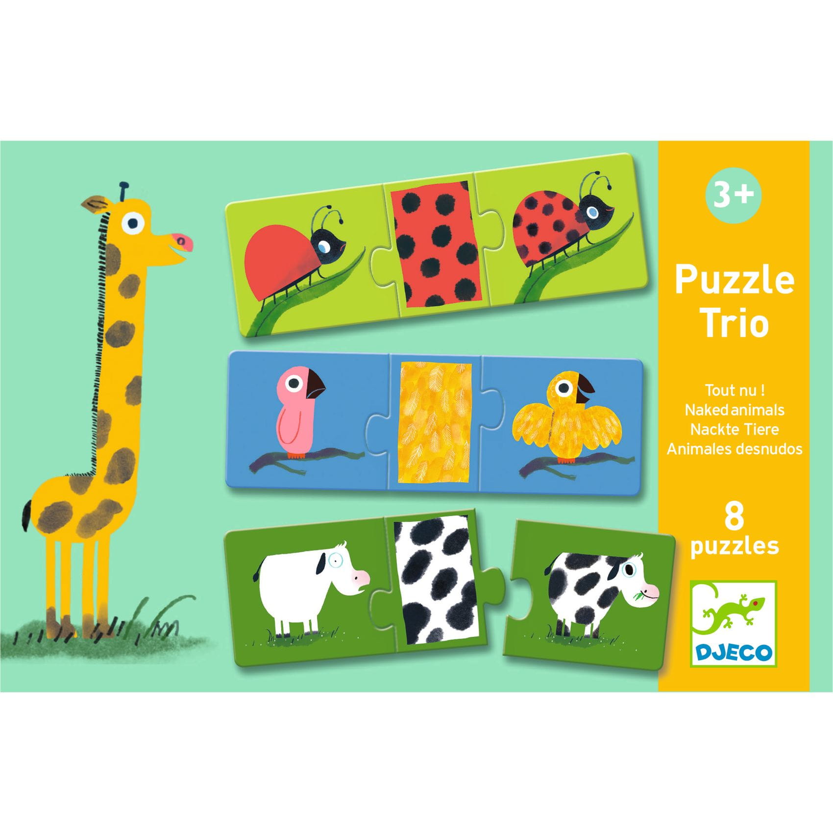 Djeco, Puzzle Trio - Ubierz Zwierzątko