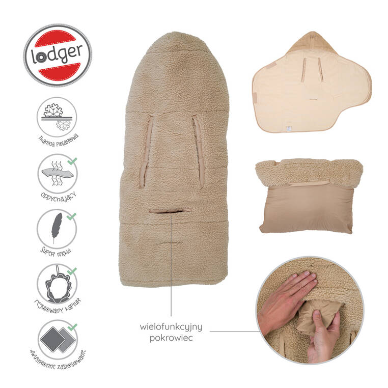Lodger Wielofunkcyjny Otulacz Śpiworek Z Polaru Beżowy Teddy Beige Lodger Wielofunkcyjny Otulacz Śpiworek Z Polaru Beżowy Teddy Beige