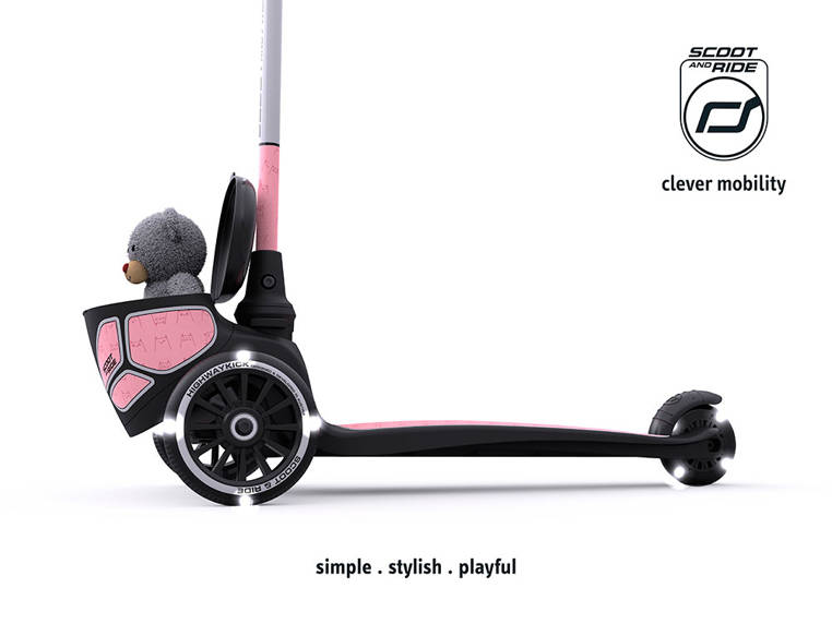 Scootandride, Highwaykick 2 Lifestyle Hulajnoga trójkołowa balansowa ze świecącymi kółkami odblaskową kierownicą Reflective Rose Scootandride, Highwaykick 2 Lifestyle Hulajnoga trójkołowa balansowa ze świecącymi kółkami odblaskową kierownicą Reflective Rose