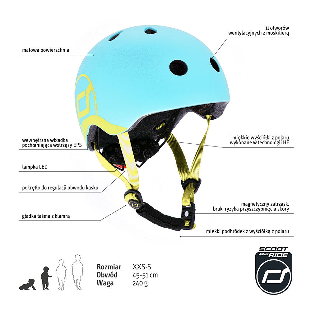 Scootandride, Kask XXS-S dla dzieci 1-5 lat Blueberry