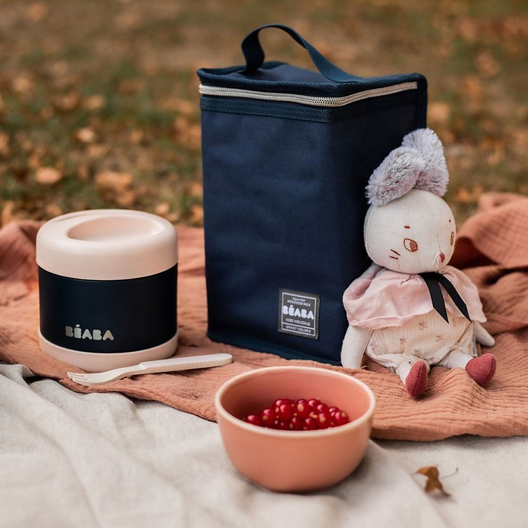 Beaba, Pojemnik - termos obiadowy ze stali nierdzewnej z hermetycznym zamknięciem duży 500 ml light pink/night blue Beaba, Pojemnik - termos obiadowy ze stali nierdzewnej z hermetycznym zamknięciem duży 500 ml light pink/night blue