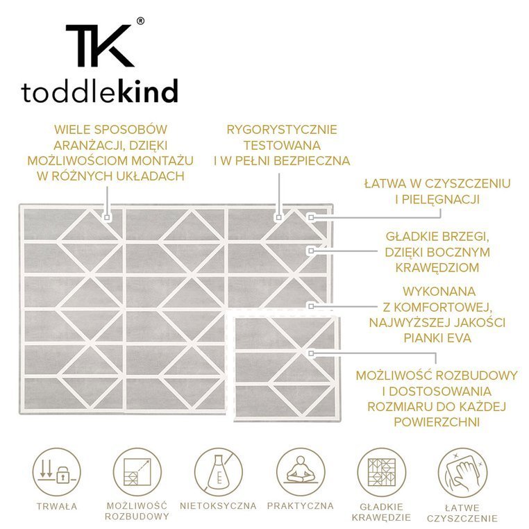 Toddlekind, Mata do zabawy piankowa podłogowa - Prettier Playmat Nordic Pebble Grey Toddlekind, Mata do zabawy piankowa podłogowa - Prettier Playmat Nordic Pebble Grey