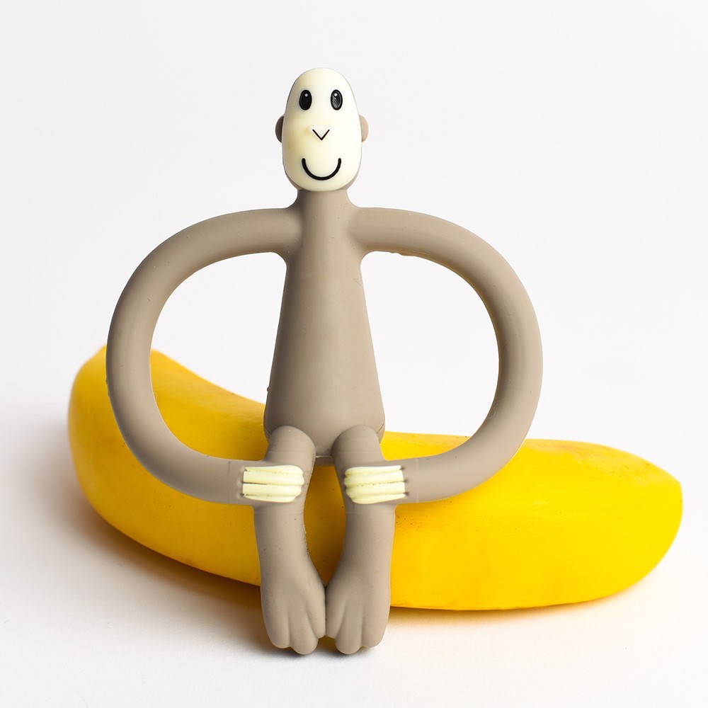 Matchstick Monkey, Gryzak Masujący ze Szczoteczką Szary Matchstick Monkey, Gryzak Masujący ze Szczoteczką Szary