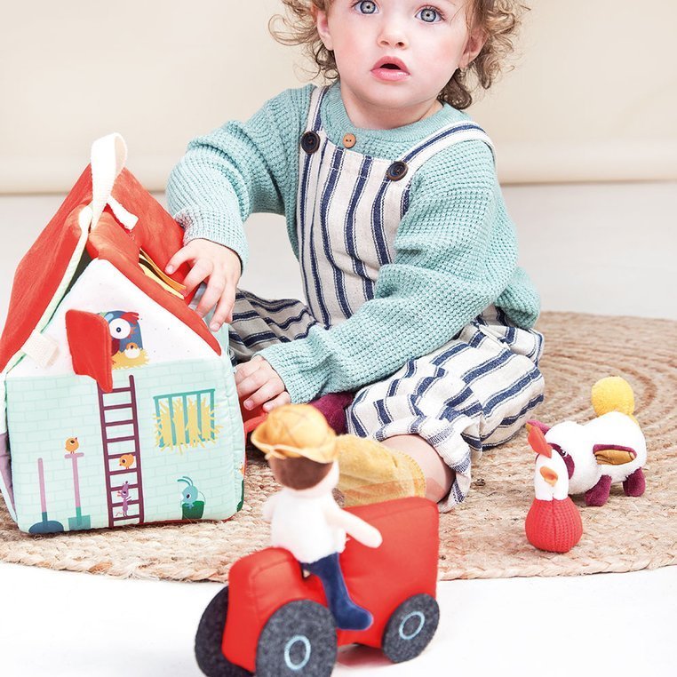 Lilliputiens, Rozkładany domek Farma z 6 zwierzątkami, rolnikiem i traktorem 18 m+ Lilliputiens, Rozkładany domek Farma z 6 zwierzątkami, rolnikiem i traktorem 18 m+