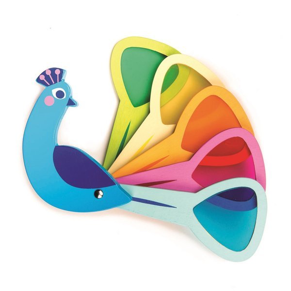 Tender Leaf Toys, Drewniana zabawka, Poznajemy kolory - paw z kolorowymi szybkami