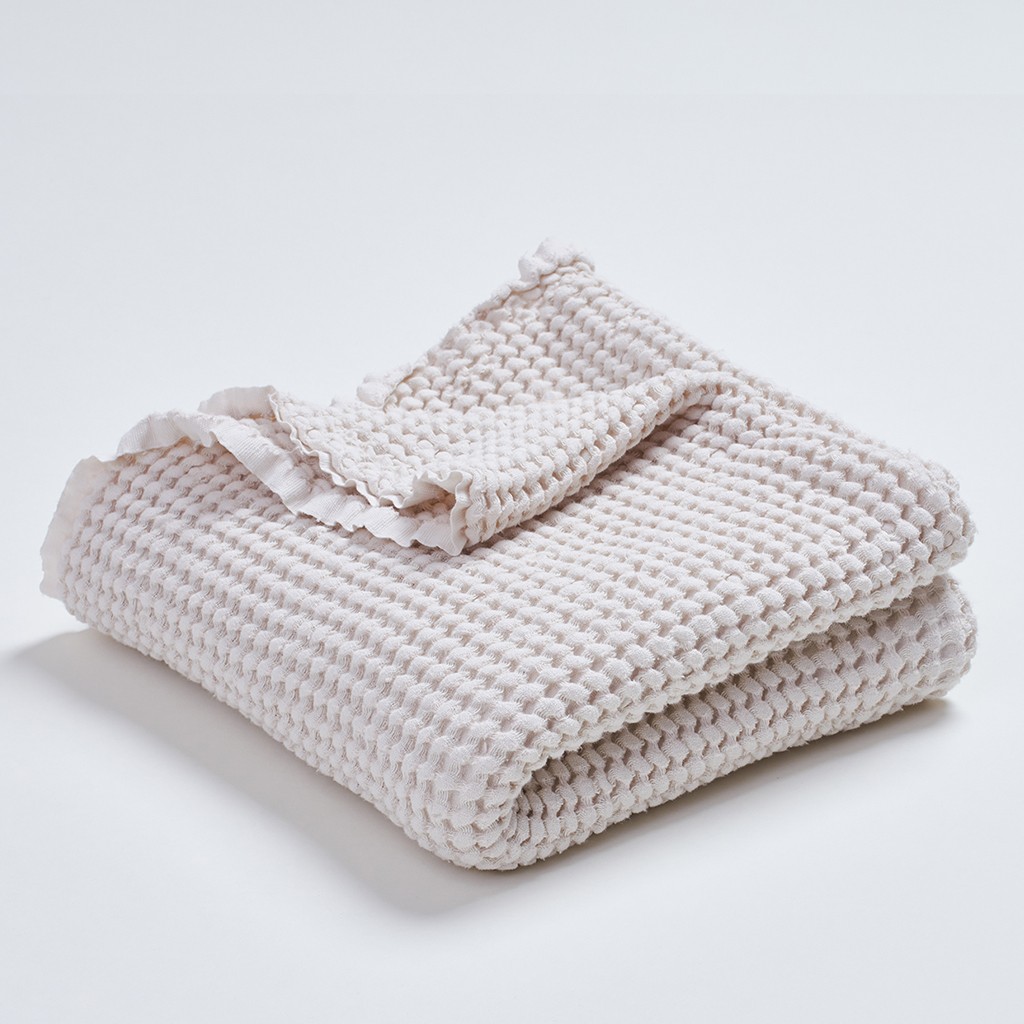 Bimbla, Wafelkowy kocyk lniany Bohem - ecru Bimbla, Wafelkowy kocyk lniany Bohem - ecru