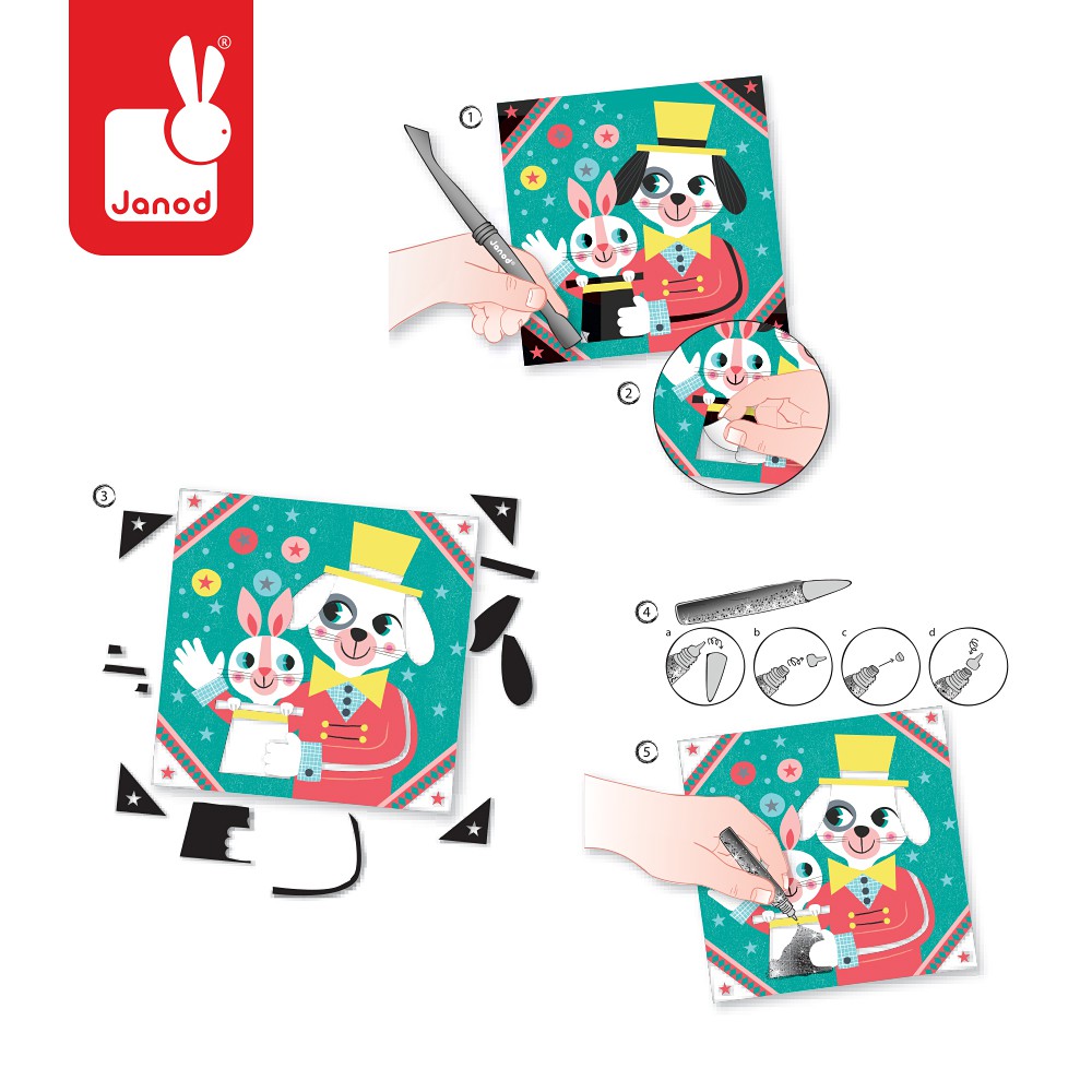 Janod, zestaw artystyczny Kreatywny Magiczny brokat Cyrk,