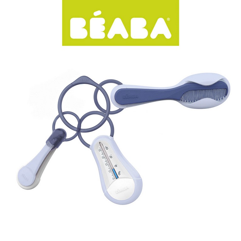 Beaba, akcesoria do pielęgnacji: termometr do kąpieli, obcinaczka, szczoteczka i grzebień mineral