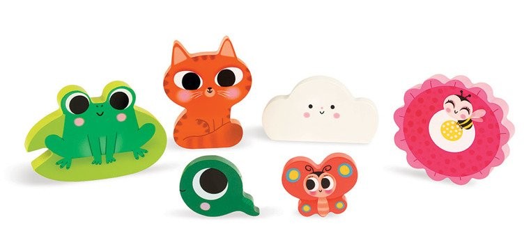 Janod, Układanka drewniana 3D Zabawa w chowanego Natura