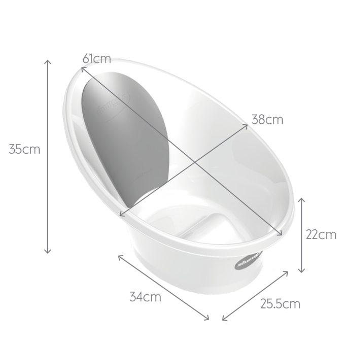 Shnuggle, Wanienka z odpływem, Grey piankowym oparciem