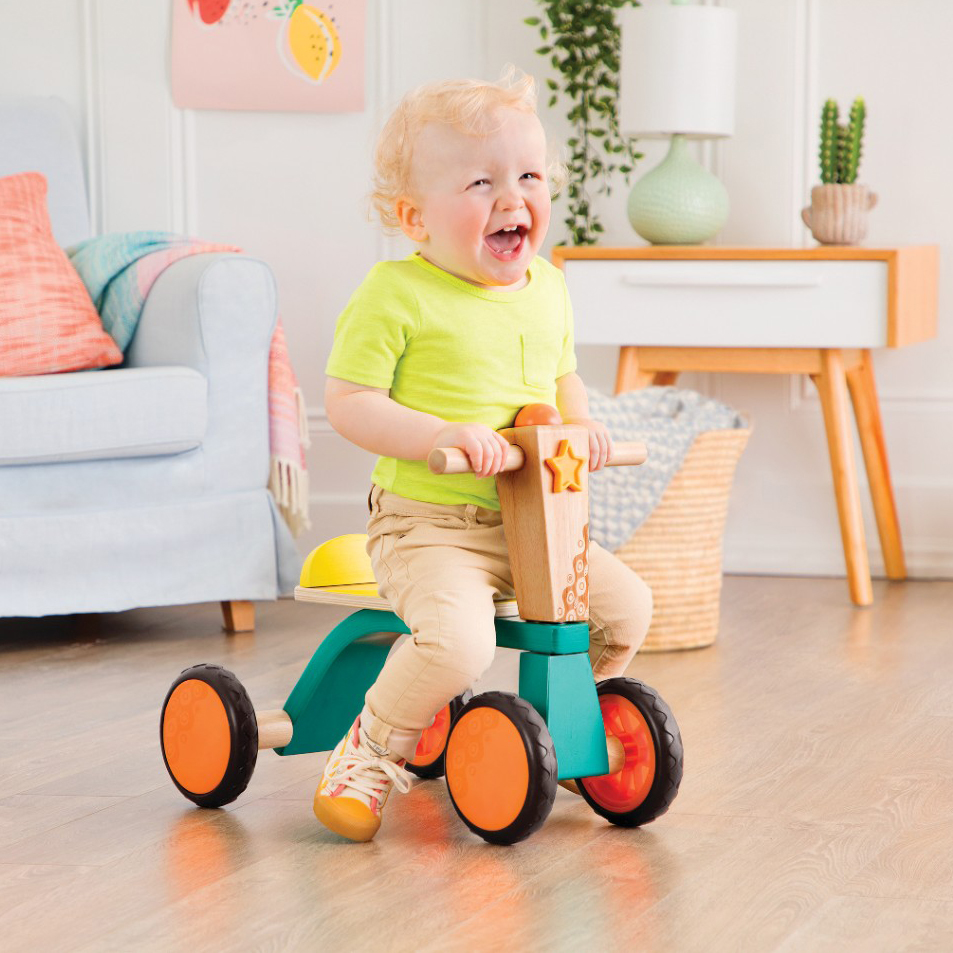 Btoys, Drewniany 4-kołowy rowerek biegowy - wersja do samodzielnego montażu