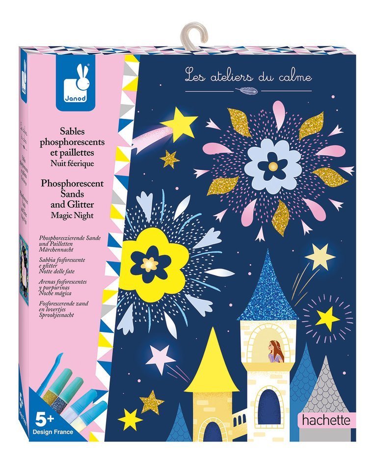 Janod, Zestaw kreatywny Brokat i fluorescencyjny piasek Magiczna noc 5+ Janod, Zestaw kreatywny Brokat i fluorescencyjny piasek Magiczna noc 5+