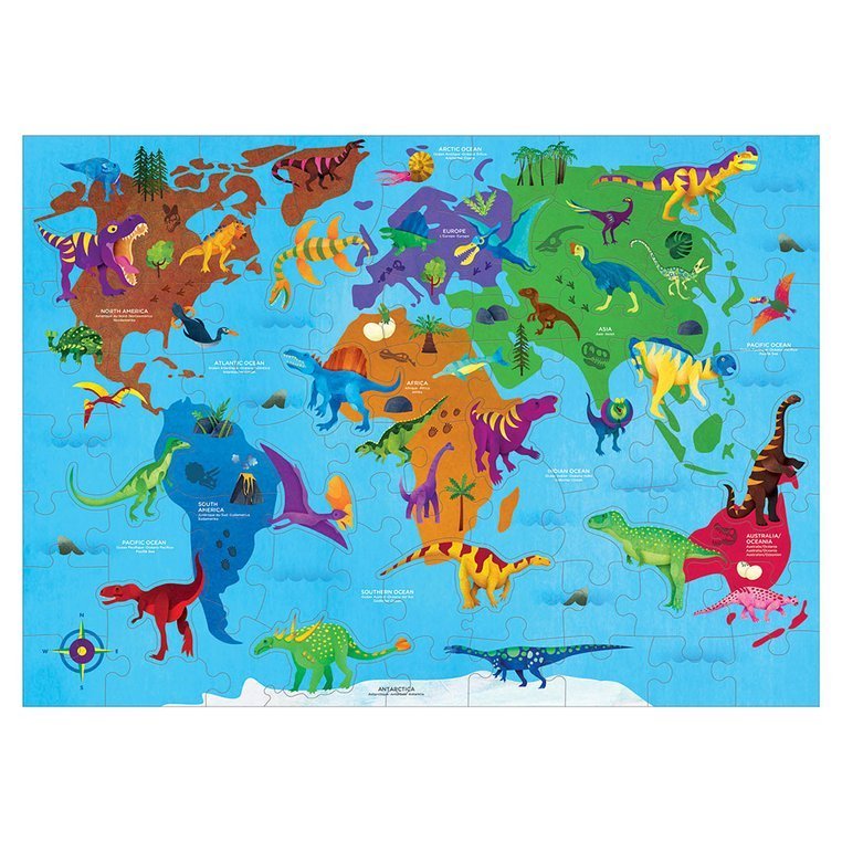 Mudpuppy, Puzzle Świat dinozaurów z elementami w kształcie dinozaurów 80 elementów 5+ Mudpuppy, Puzzle Świat dinozaurów z elementami w kształcie dinozaurów 80 elementów 5+