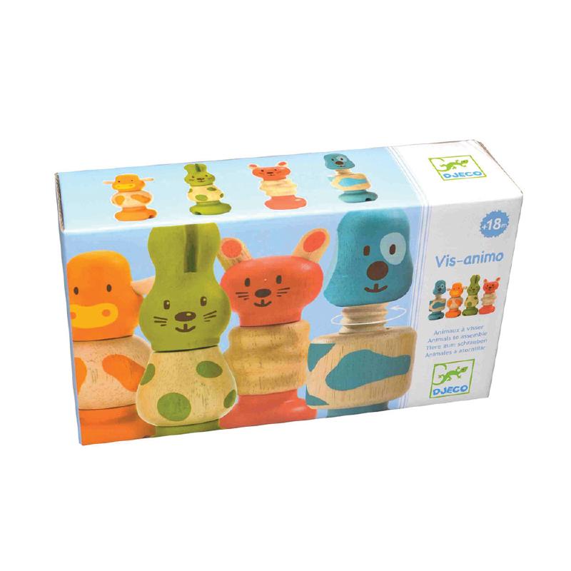 Djeco, drewniana zabawka ŚRUBY -zwierzaki
