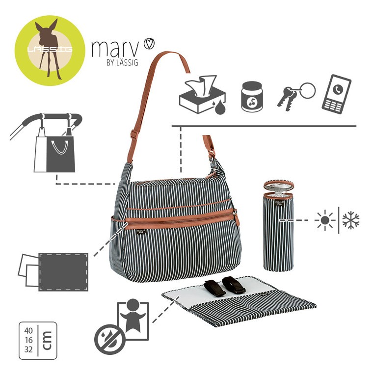 Lassig, Marv Torba z akcesoriami Urban bag Pinstripe anthracite Lassig, Marv Torba z akcesoriami Urban bag Pinstripe anthracite