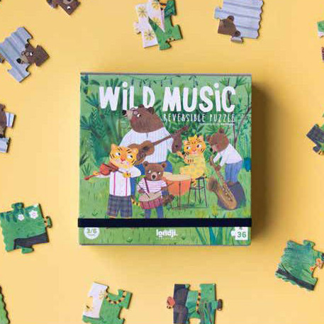 Londji, Dwustronne puzzle dla dzieci, Dzika Muzyka