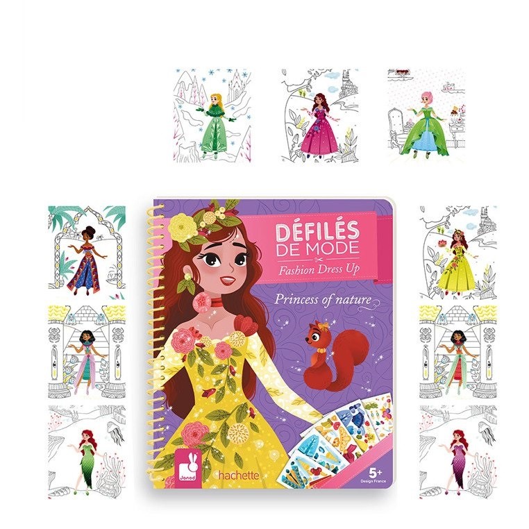 Janod, Zeszyt - kołonotatnik kreatywny Pokaz mody Księżniczki i natura