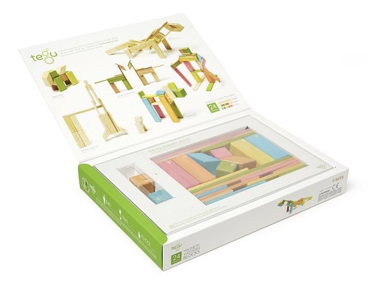 Tegu, Drewniane klocki magnetyczne CLASSICS zestaw 24szt Tints Tegu, Drewniane klocki magnetyczne CLASSICS zestaw 24szt Tints