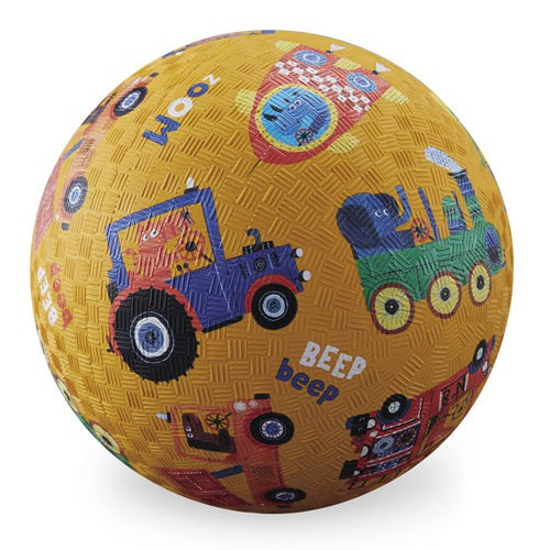 Crocodile Creek, Piłka 5 cali, 13 cm, wzór Pojazdy, wersja pomarańczowa