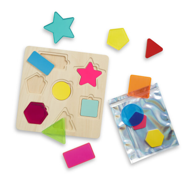 B.toys, Rainbow Stack ‘n’ Sort – drewniana układanka geometryczna do miksowania kolorów B.toys, Rainbow Stack ‘n’ Sort – drewniana układanka geometryczna do miksowania kolorów