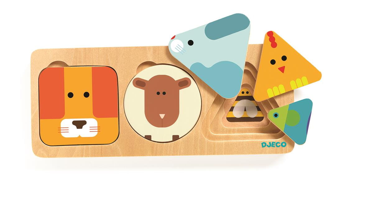 DJECO, Puzzle drewniane warstwowe ZWIERZĄTKA