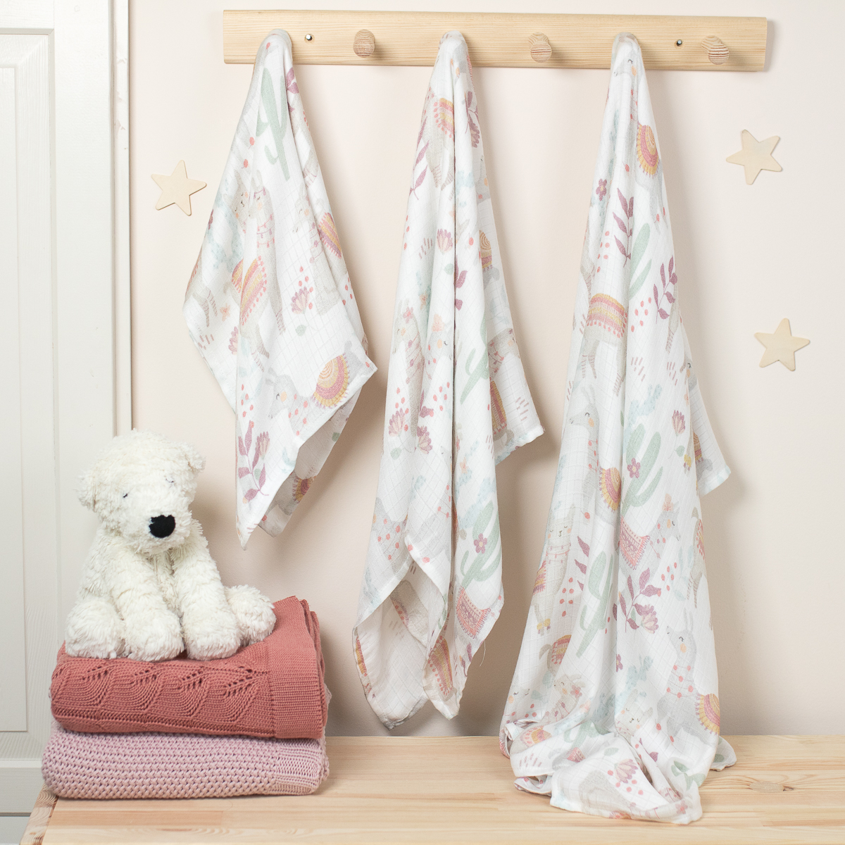 ColorStories, Pieluszka bambusowa Lazy LLamas ColorStories, Pieluszka bambusowa Lazy LLamas