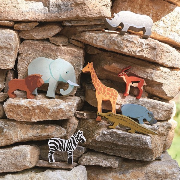 Tender Leaf Toys, Drewniane figurki do zabawy - zwierzęta Safari