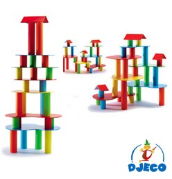 Djeco, drewniane klocki konstrukcyjne TUBLO 37 szt