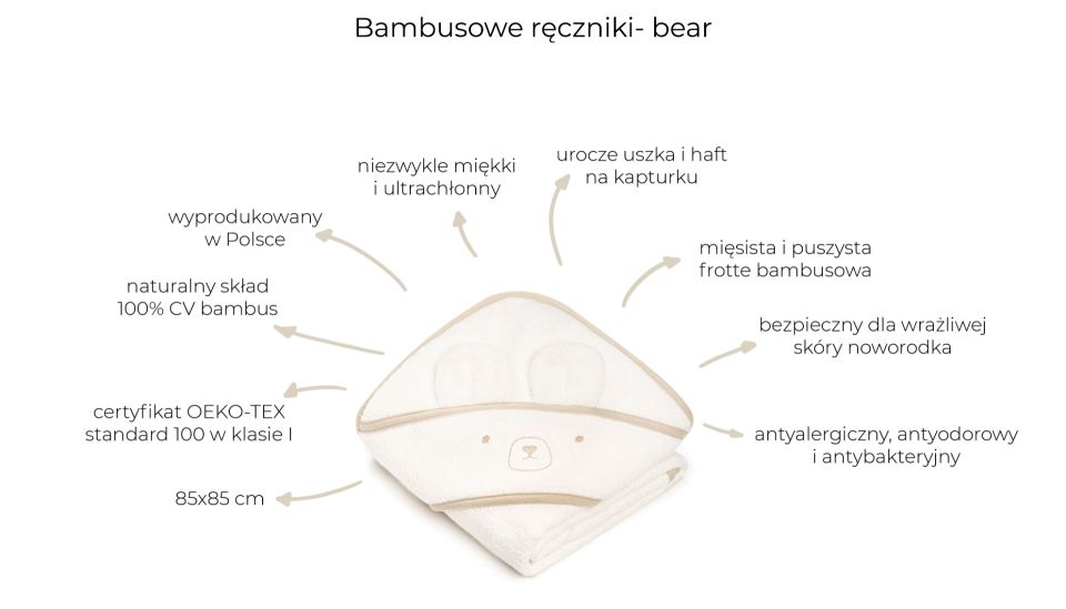 My Memi, Bambusowy ręcznik beige - bear
