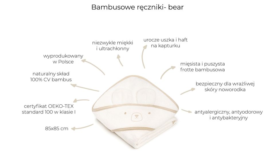 My Memi, Bambusowy ręcznik beige - bear My Memi, Bambusowy ręcznik beige - bear