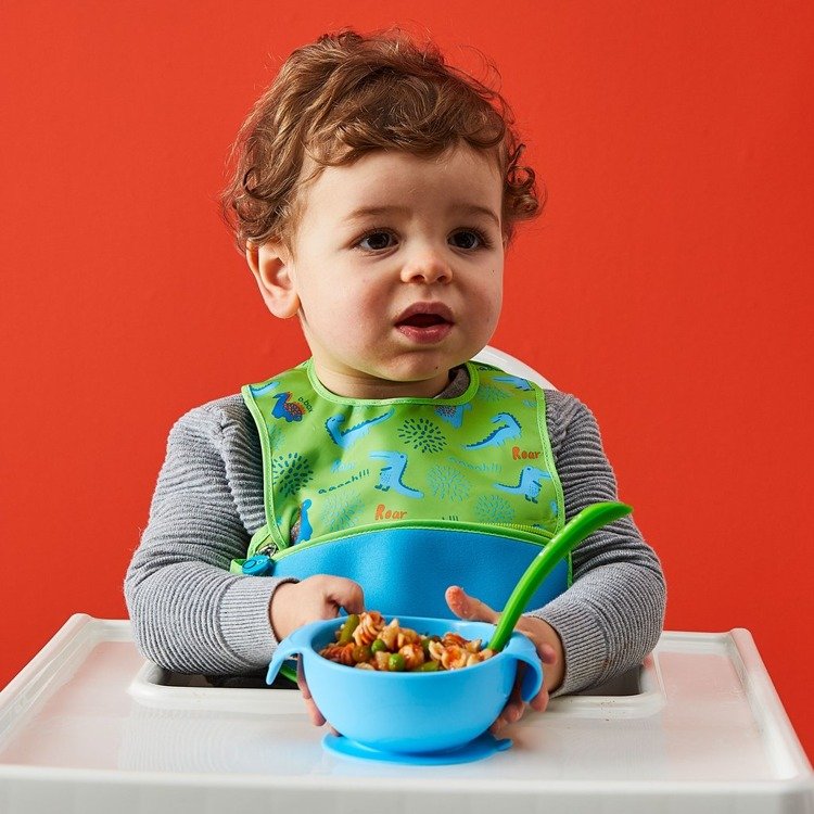 B.Box, Silikonowa miseczka przyssawką i łyżeczką, Ocean breeze