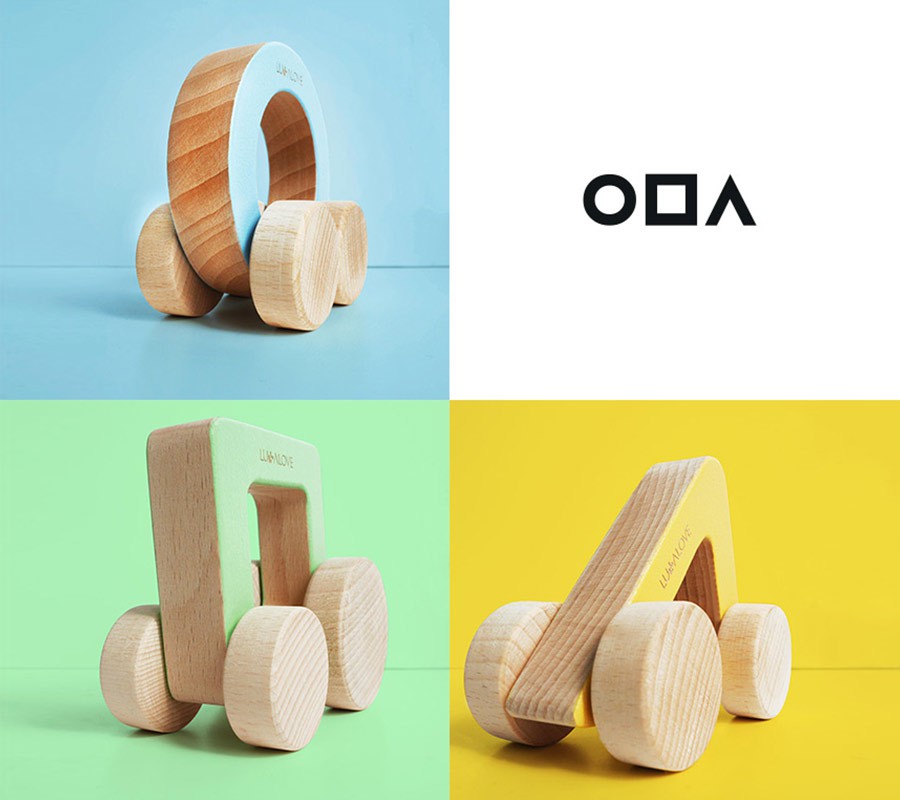 Lullalove, ODA car trójkąt - drewniane autko Lullalove, ODA car trójkąt - drewniane autko