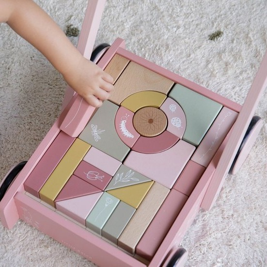 Little Dutch, Wózek z klockami Róż Flowers Little Dutch, Wózek z klockami Róż Flowers