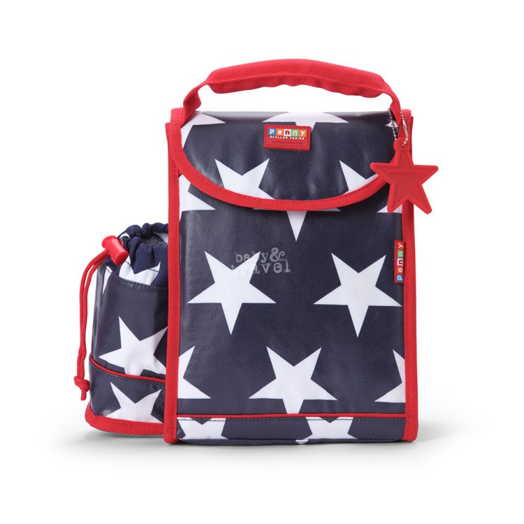 Plecak lunchbox z osobną kieszonką na picie granatowy w gwiazdy