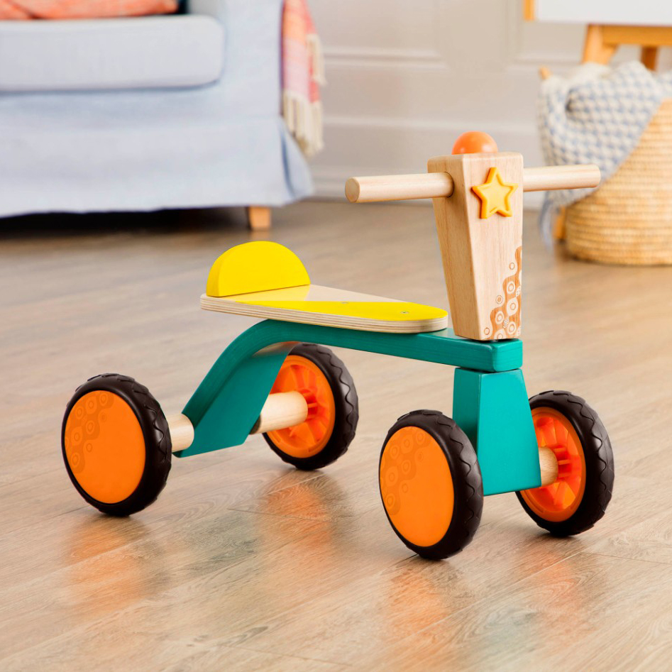 Btoys, Drewniany 4-kołowy rowerek biegowy - wersja do samodzielnego montażu