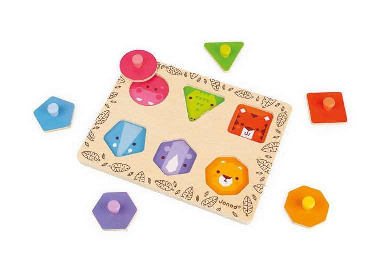 Janod, Układanka drewniana Uczę się kształtów Zwierzęta z dżungli Janod, Układanka drewniana Uczę się kształtów Zwierzęta z dżungli