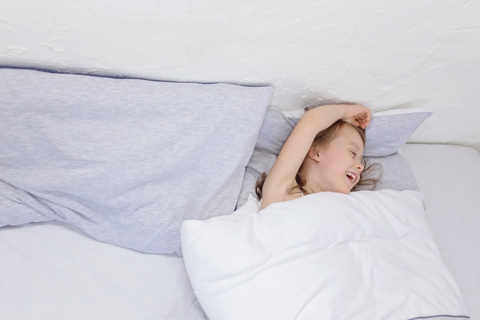 Poofi, pościel bawełniany granatowo-szary