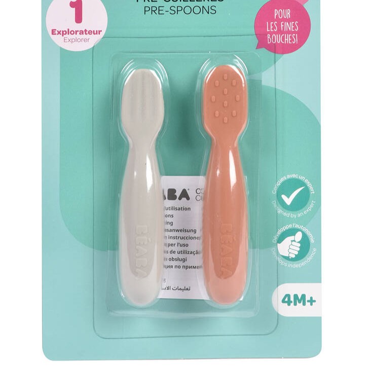 Beaba, Zestaw 2 silikonowych pierwszych łyżeczek-gryzaków