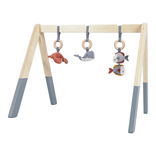 Little Dutch, drewniany pałąk z zabawkami BabyGym Ocean Błękit