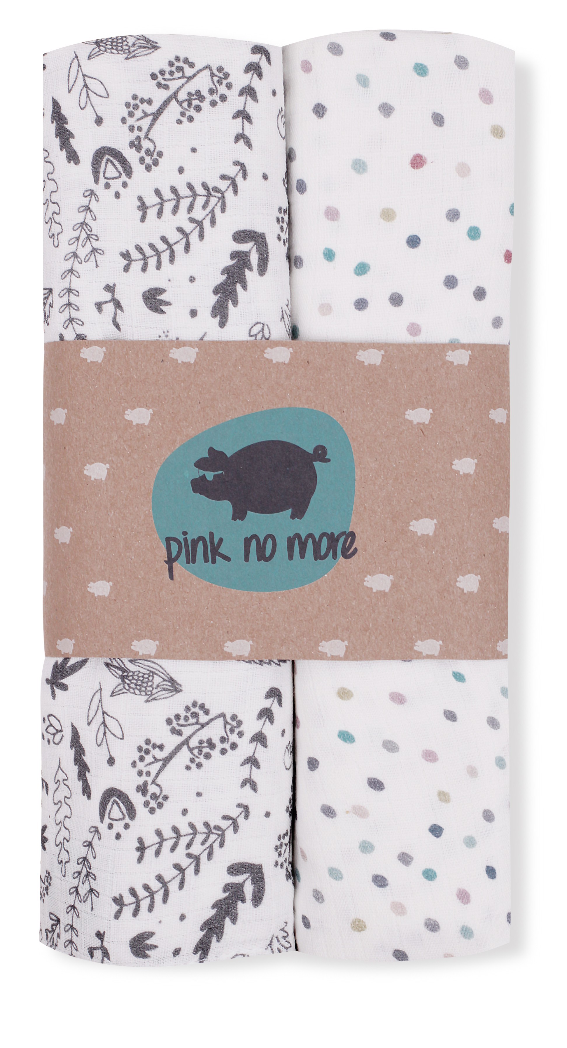 Muślinowo bambusowa pieluszka Botanic Dots White