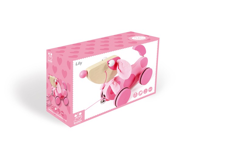 Duży różowy piesek do ciągnięcia LILY