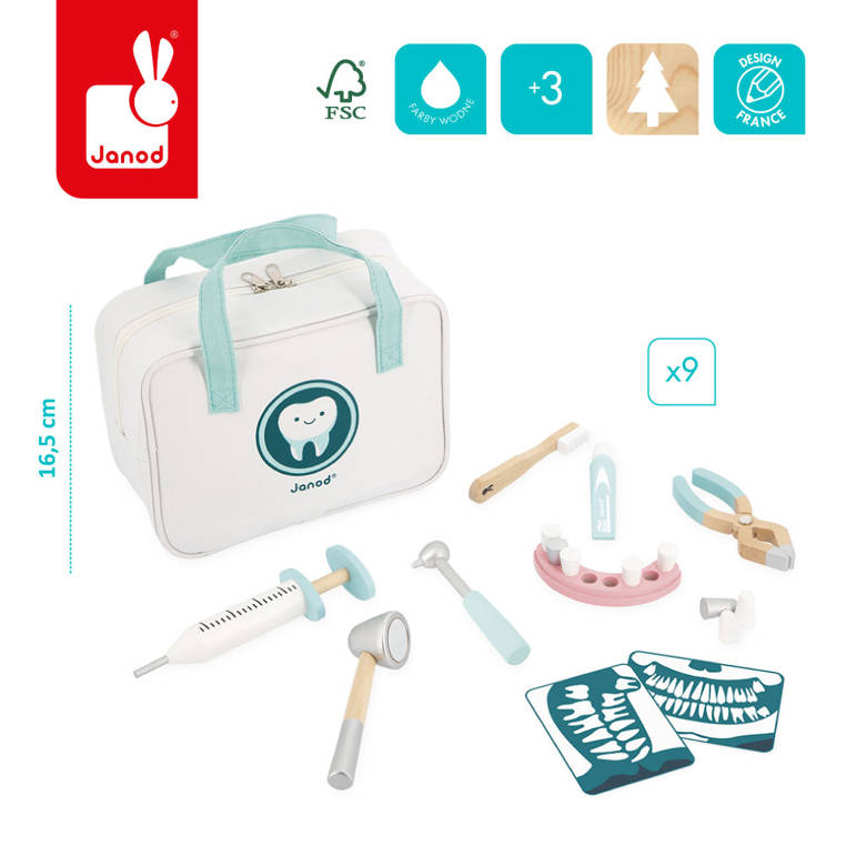 Janod, Zestaw Dentysty z 9 akcesoriami 