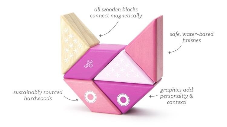 Tegu, Drewniane klocki magnetyczne TRAVEL PALS 6szt Kot