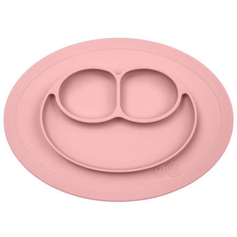 EZPZ, Silikonowy talerzyk z podkładką mały 2w1 Mini Mat pastelowy róż